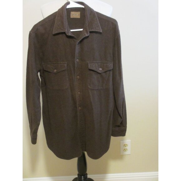 St. Johns Bay Medium Tall Brown Long-Sleeve Button-Up Shirt - Picture 1 of 3